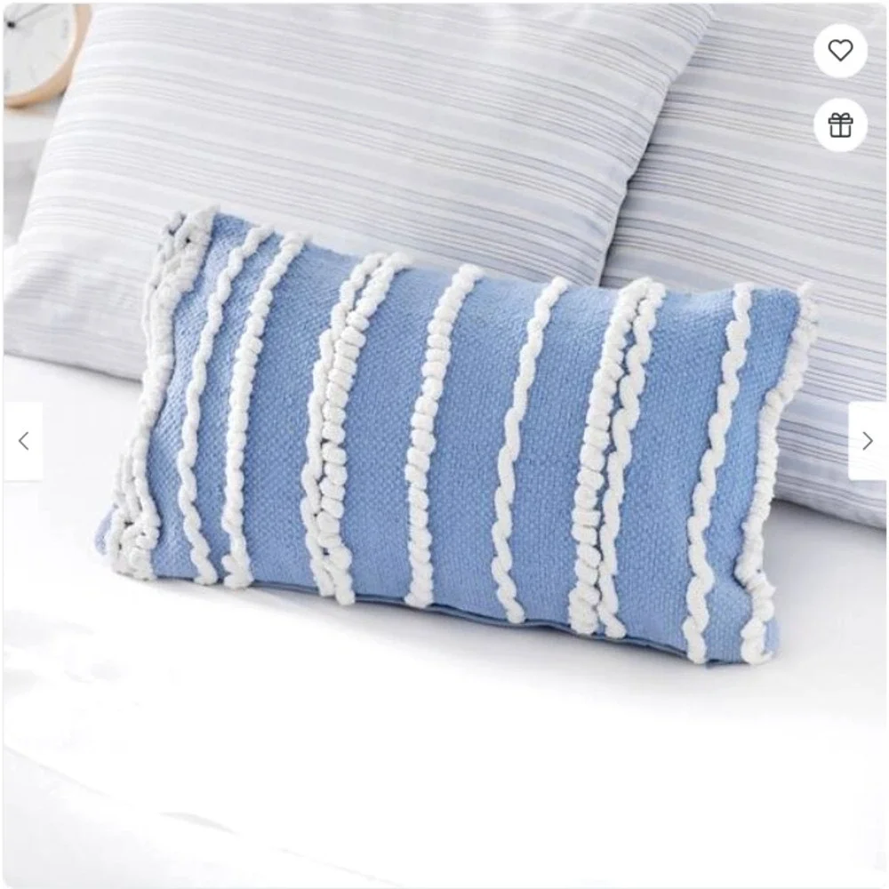 Martha Stewart Bryce Chenille Oblong Decorative Pillow Cover - Powder Blue